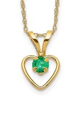 very nice solid gold rope love heart baby birthstone necklace
